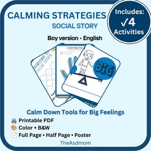 Calming Strategies Social Story for Autistic Boys | Printable PDF Kids with Autism