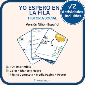 Autismo Hacer Fila | Historia social visual para niños| PDF imprimible