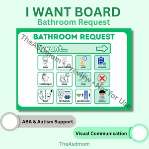 Tablero de solicitud de baño para personas con autismo: soporte visual (PDF imprimible)