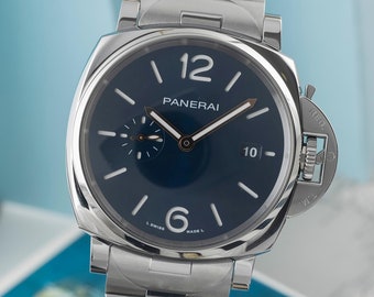 PANERAI Luminor Due Automatik-Herrenuhr mit blauem Zifferblatt, Artikelnummer PAM01124