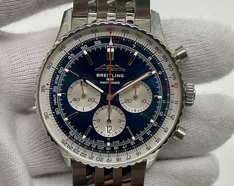 Breitling Navitimer 1 B01 Cronografo 46mm orologio da uomo in acciaio blu automatico AB0137211C1A1