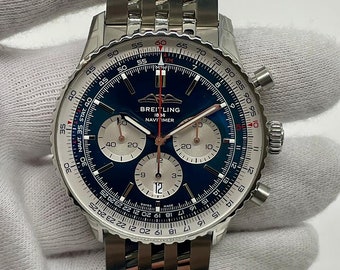 Breitling Navitimer 1 B01 Cronógrafo 46 mm Reloj de hombre de acero azul automático AB0137211C1A1