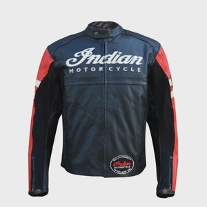 New Men's Indian Motorcycle Ravine Biker Leather Black & Red