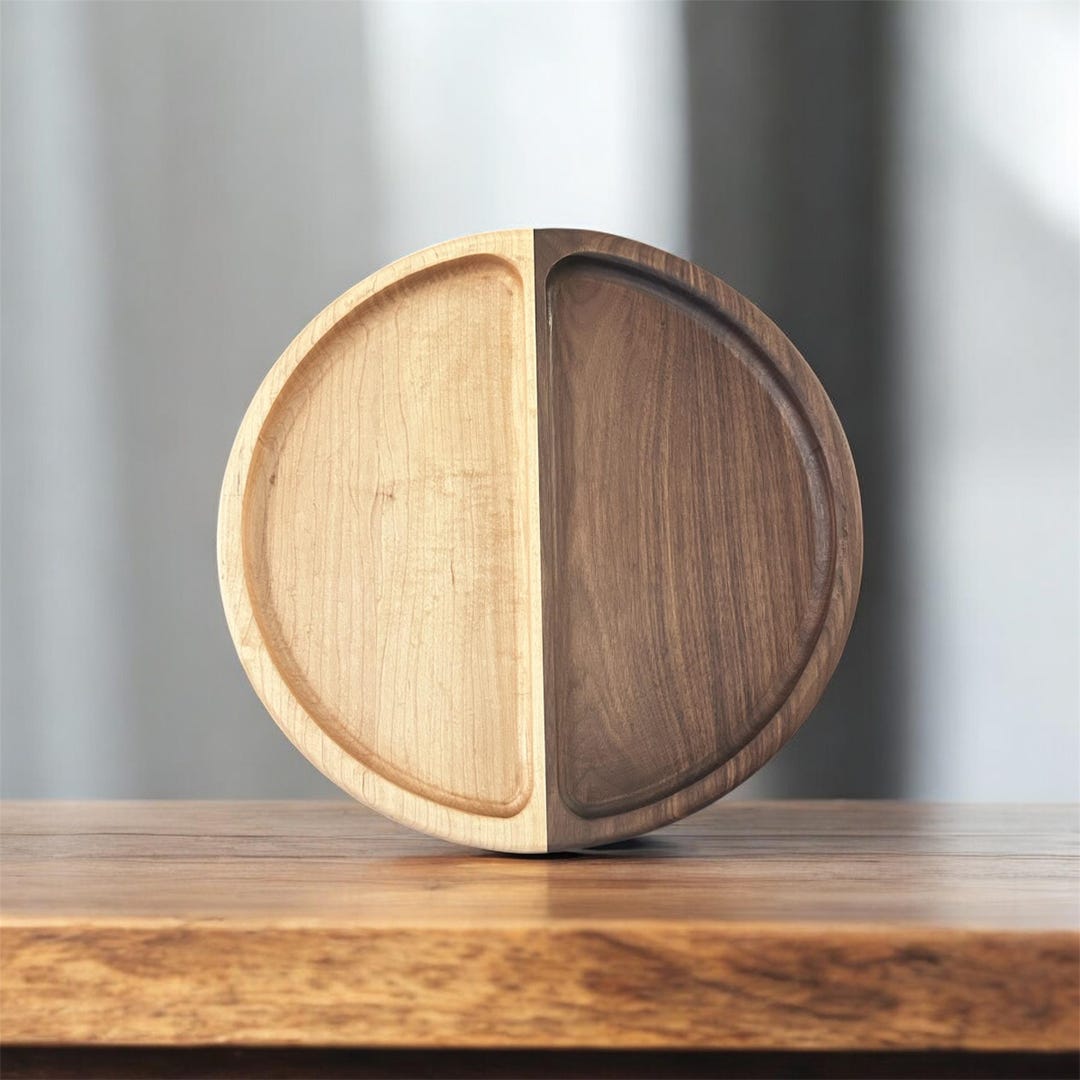 Section Tray Handcrafted 2 Section Serving Tray, Made Form Hardwood Maple and Walnut ...