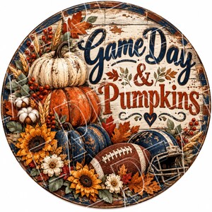 Football-Rundschild „Spieltag und Kürbisse“ (PNG), Herbstdeko-Download
