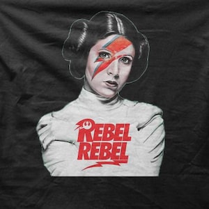 Princess Leia REBEL REBEL Parody Star Wars T-shirt Black