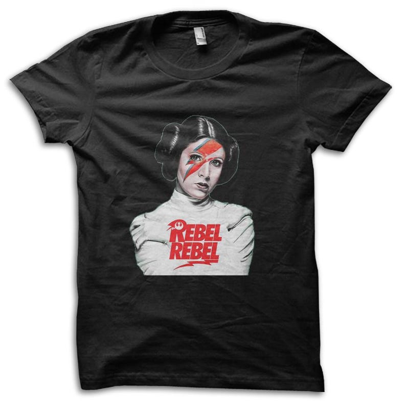 Princess Leia REBEL REBEL Parody Star Wars T-shirt Black