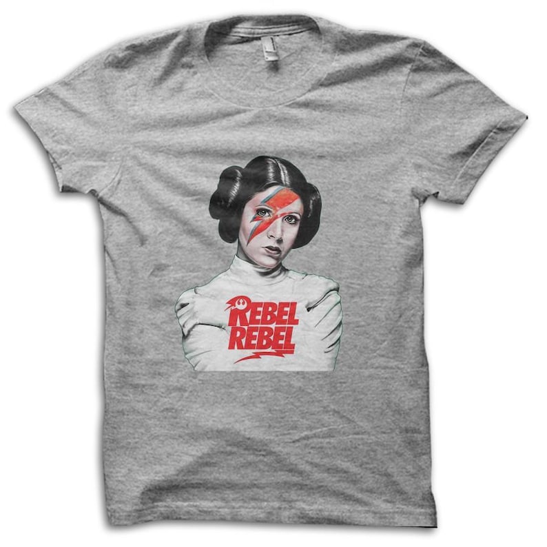 Princess Leia REBEL REBEL Parody Star Wars T-shirt Heather Grey