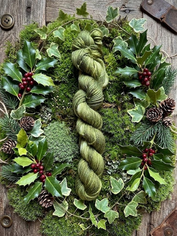 Back Country Balsam -Green Hand dyed merino wool yarn, super wash wool, green wool yarn, earthy green wool yarn, christmas wool yarn,