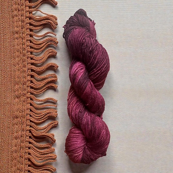 Cabernet Hand dyed merino wool yarn, super wash wool, burgundy, maroon, plum tonal yarn