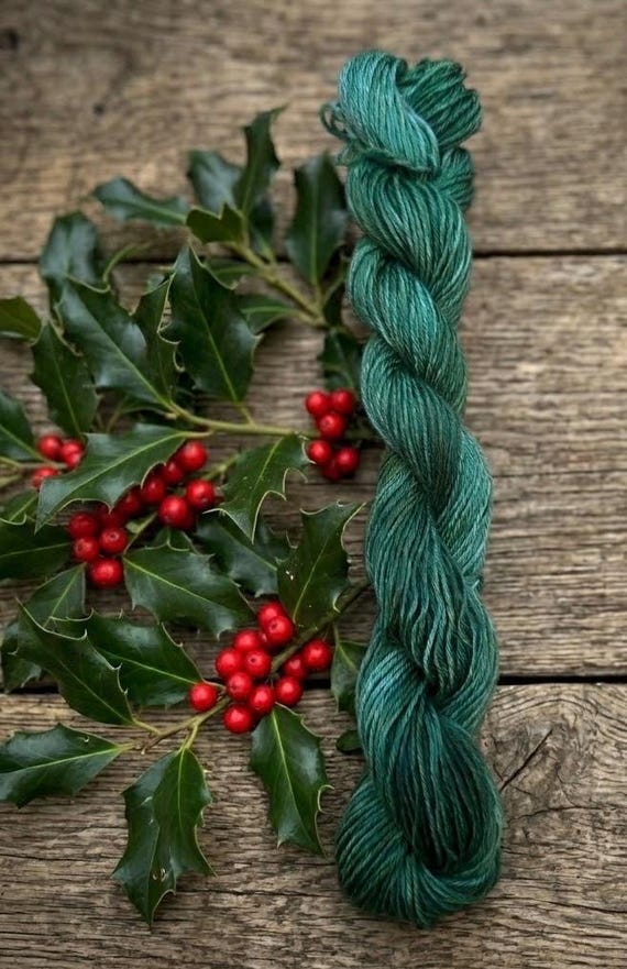 Evergreen -Green Hand Dyed Wool yarn, tonal yarn, sock yarn, bulky yarn, worsted yarn, DK yarn, dark green wool yarn, wool yarn
