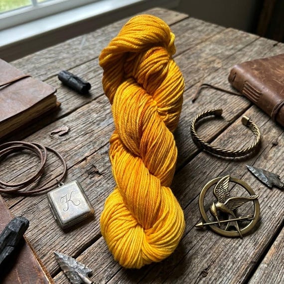 Rebellion  -Hand Dyed Merino Wool Gold, Yellow, Ocre, Rebellion, worsted, dk, fingering, sock bulky weight yarn