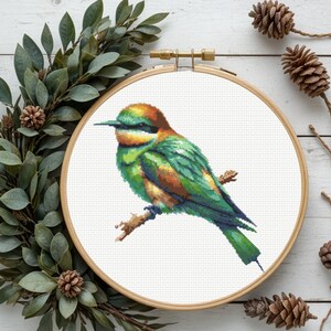 Bijeneter kruissteekpatroon, vogel kruissteekpatroon, instant pdf-download