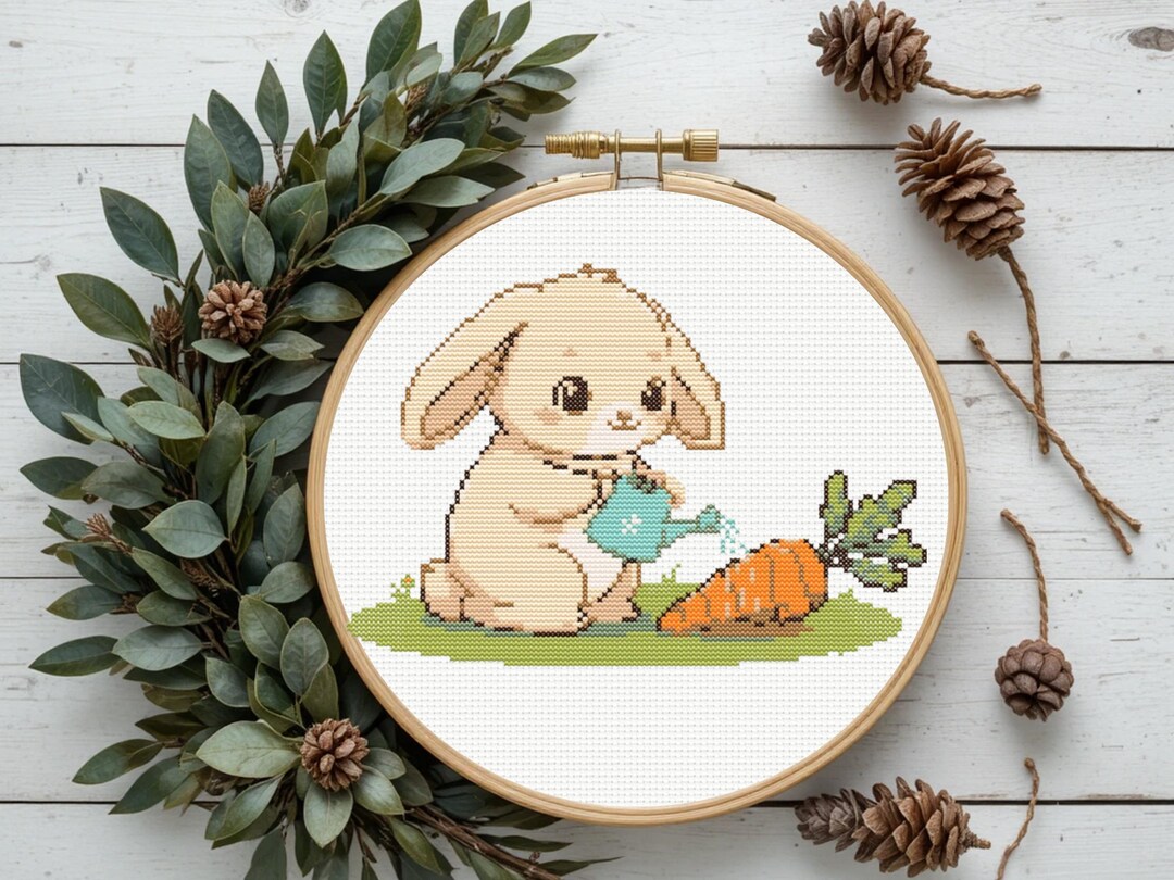 Rabbit Cross Stitch Pattern, Cute Baby Rabbit Cross Stitch Pattern ...