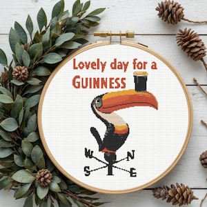 Guinness Cross Stitch Pattern, Toucan Cross Stitch Pattern, Instant PDF Download