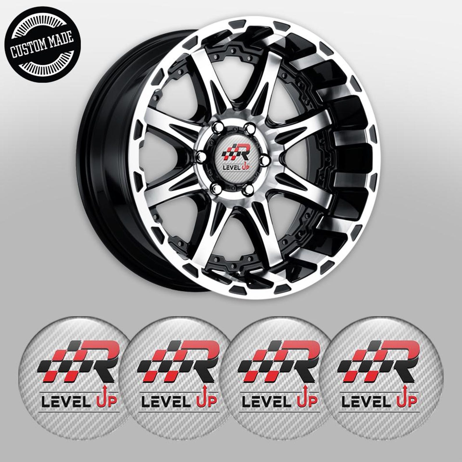 Set of 4 Custom Made 3D Wheel Center Cap Stickers – Printed Logo Rim ...