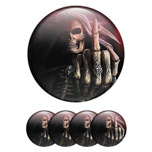 Skull Custom Center Cap Stickers Set of 4 – 3D Domed Wheel Cap Decals – Epoxy Resin Hubcap Emblems – Waterproof Rim Stickers
