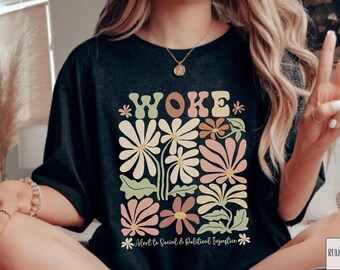 Boho Woke Tshirt, Woke Alert to Social & Political Injustice,Equality Shirt,Social Justice Shirt,Human Rights Shirt,Democrat Political Gift