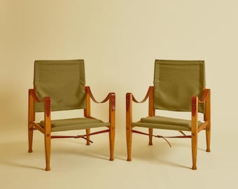 Pair of Kaare Klint Safari Chairs for Rud Rasmussen