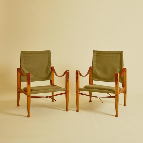 Pair of Kaare Klint Safari Chairs for Rud Rasmussen