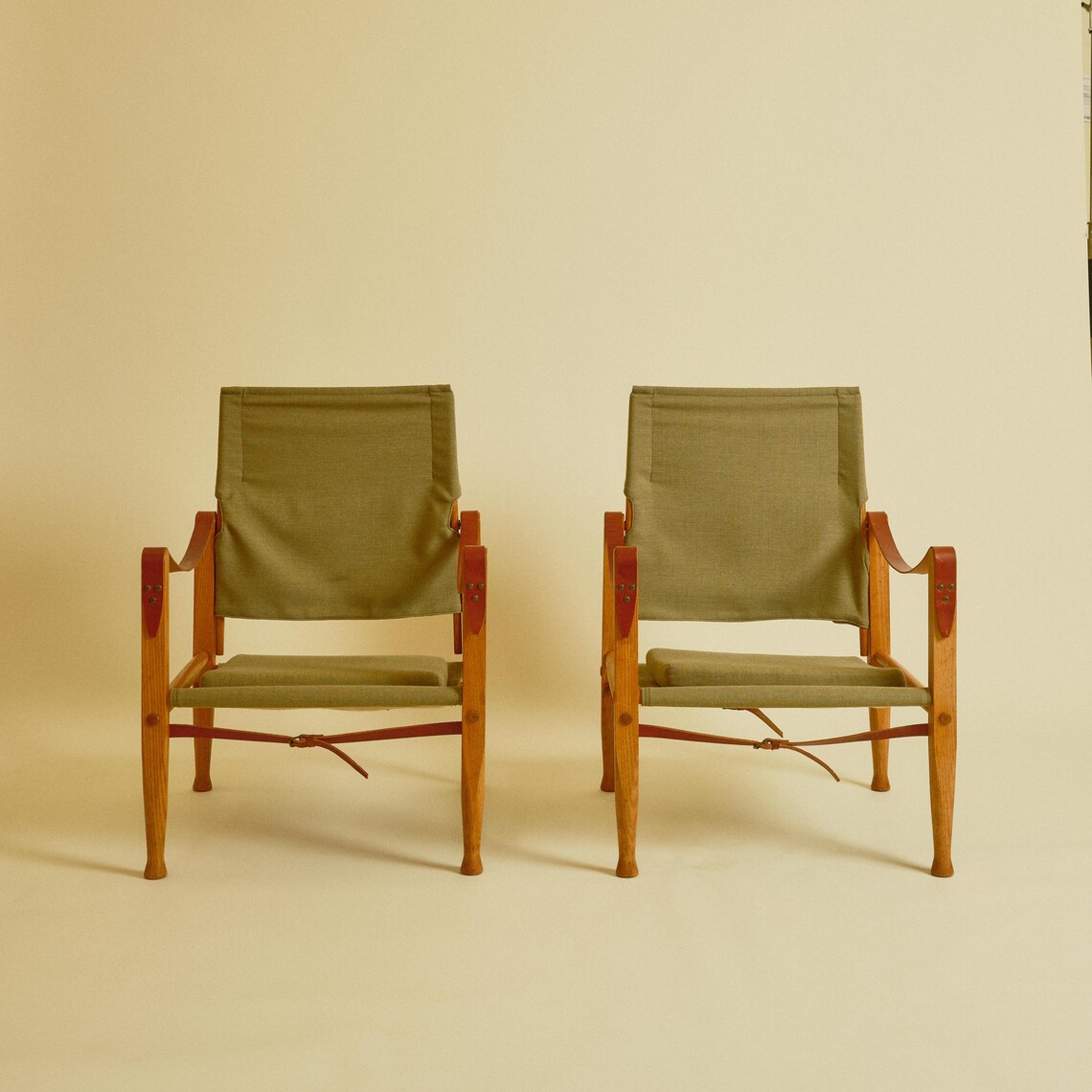 Pair of Kaare Klint Safari Chairs for Rud Rasmussen, foto 2 de 5