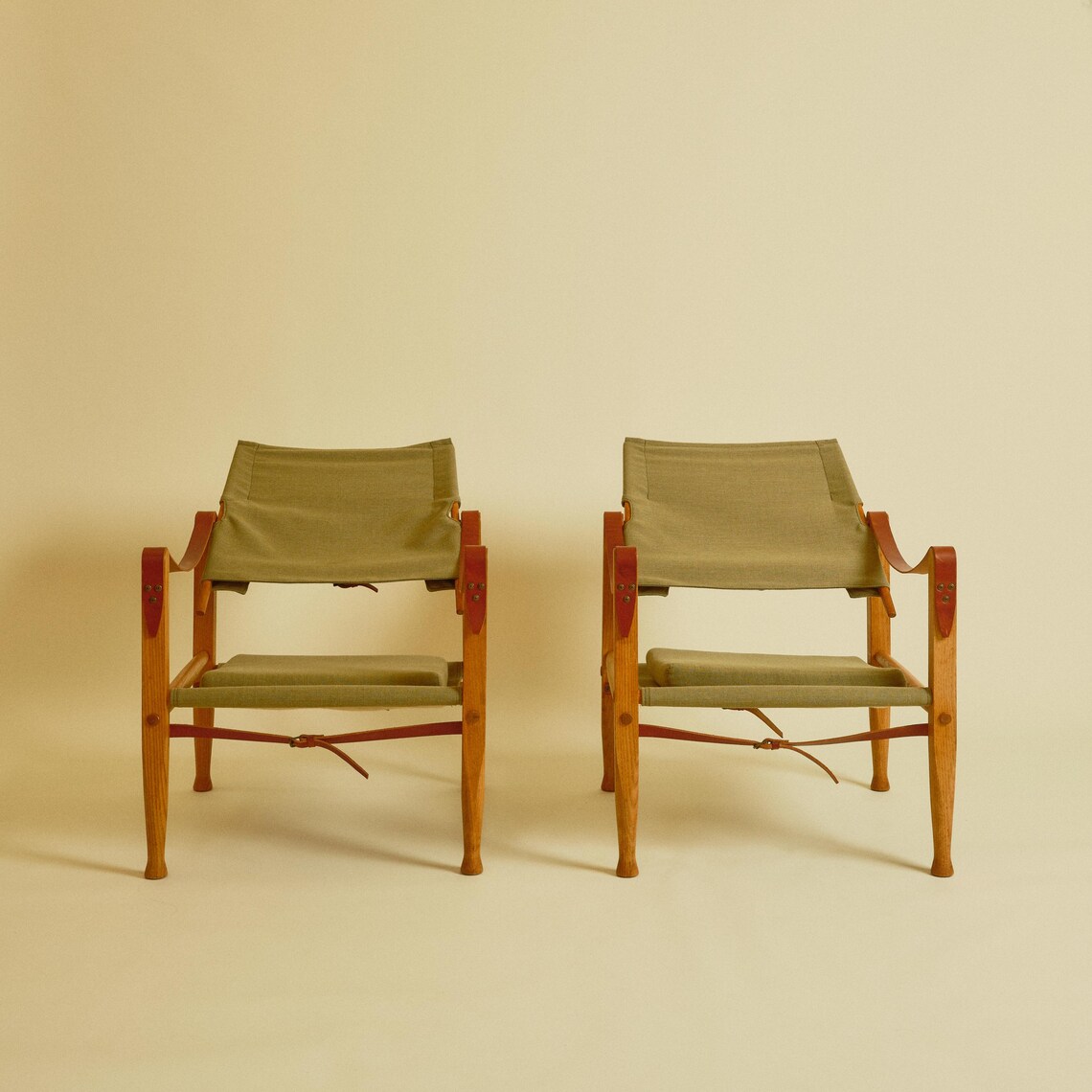 Pair of Kaare Klint Safari Chairs for Rud Rasmussen, foto 4 de 5