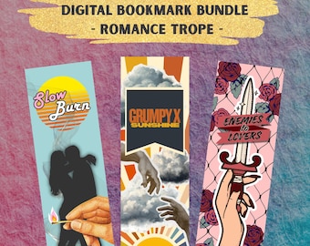Romance Trope Bookmark Bundle: PNG Design Bundle for Readers (Digital Download)