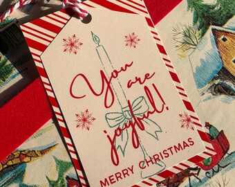 Etiquetas de presente de Natal celebrando a virtude - Vermelho e verde