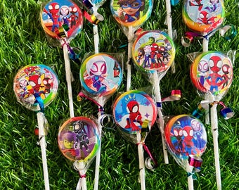 Spidey Gwen Swirl Lollipops - Birthday Party Favor Spider Halloween