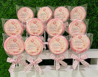 Silly Goose Pink and White Swirl Lollipops - Birthday Party Favors 12pcs Baby Shower Birthday