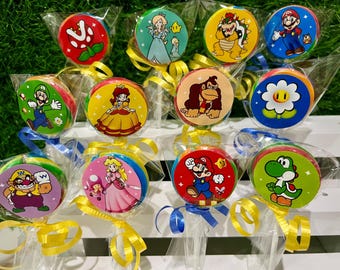 Mario Princess Peach Video Game Lollipops Suckers Party Favors - 12 Pieces