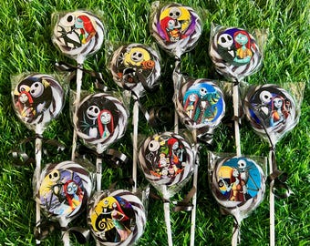 Nightmare before Christmas NBC Halloween Swirl Blueberry Lollipops - Birthday Party Favors 12pcs