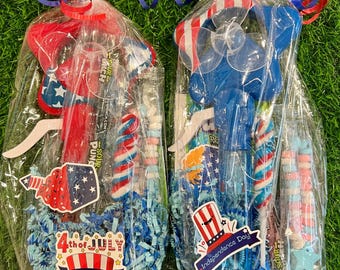 Patriotic Goodie Bag, Fourth of July Party, Independence Day Parade, Red White Blue themed goodie bag, USA Prefilled Goodie Bag
