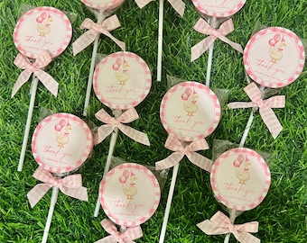 Silly Goose Pink and White Swirl Lollipops - Birthday Party Favors 10pcs Baby Shower 1st Birthday