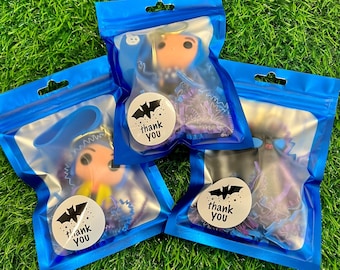 Yellow Raincoat Creepy Button Eye Girl, Halloween Black Cat Silicone Keychain, Birthday Party Thank You favor - Goodie Bag
