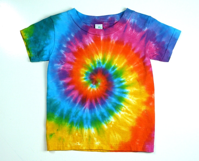Toddler Tie Dye Tee Shirt, Pink Rainbow Spiral, Fun Back to School Shirt, Short or Long Sleeve Options image 1