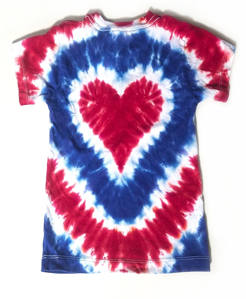 Unisex Tie Dye 4th of July Red, White, and Blue Heart Shirt, Patriotic Colors image 2