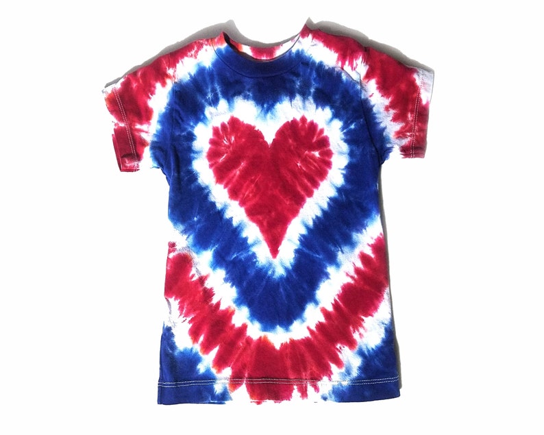 Unisex Tie Dye 4th of July Red, White, and Blue Heart Shirt, Patriotic Colors image 1