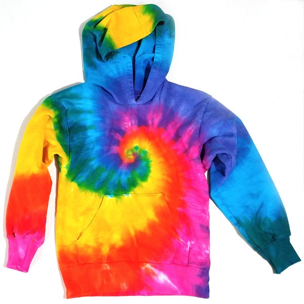 Toddler Rainbow Tie Dye Hoodie, Pullover Hooded Sweatshirt, Pink Rainbow Spiral Design, Size 2T, 4T, 6