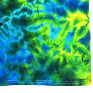 Tie Dye Shirt / Youth T Shirt / Blue Yellow Green Crumple Design image 3