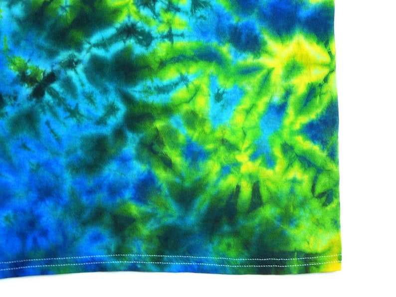 Tie Dye Shirt / Youth T Shirt / Blue Yellow Green Crumple Design image 3