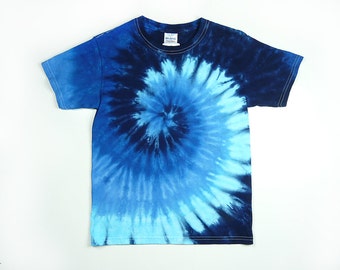 Blue Tie Dye Shirt / Adult Mens T Shirt Including Plus Sizes / Groovy Fathers Day Shirt / Spiral Design