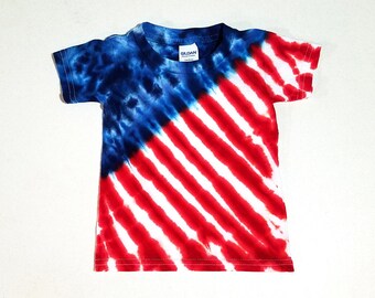 Soft Kids Red, White, and Blue Tie Dye Shirt, 4th of July Patriotic Flag Colors