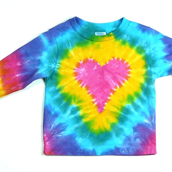 Toddler Tie Dye Long Sleeve T Shirt, Pink Heart, Valentines Day Shirt