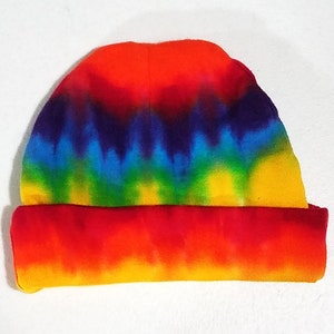 Tie Dye Baby Cap, Red Rainbow Colors, First Tie Dye for Babies, One Size