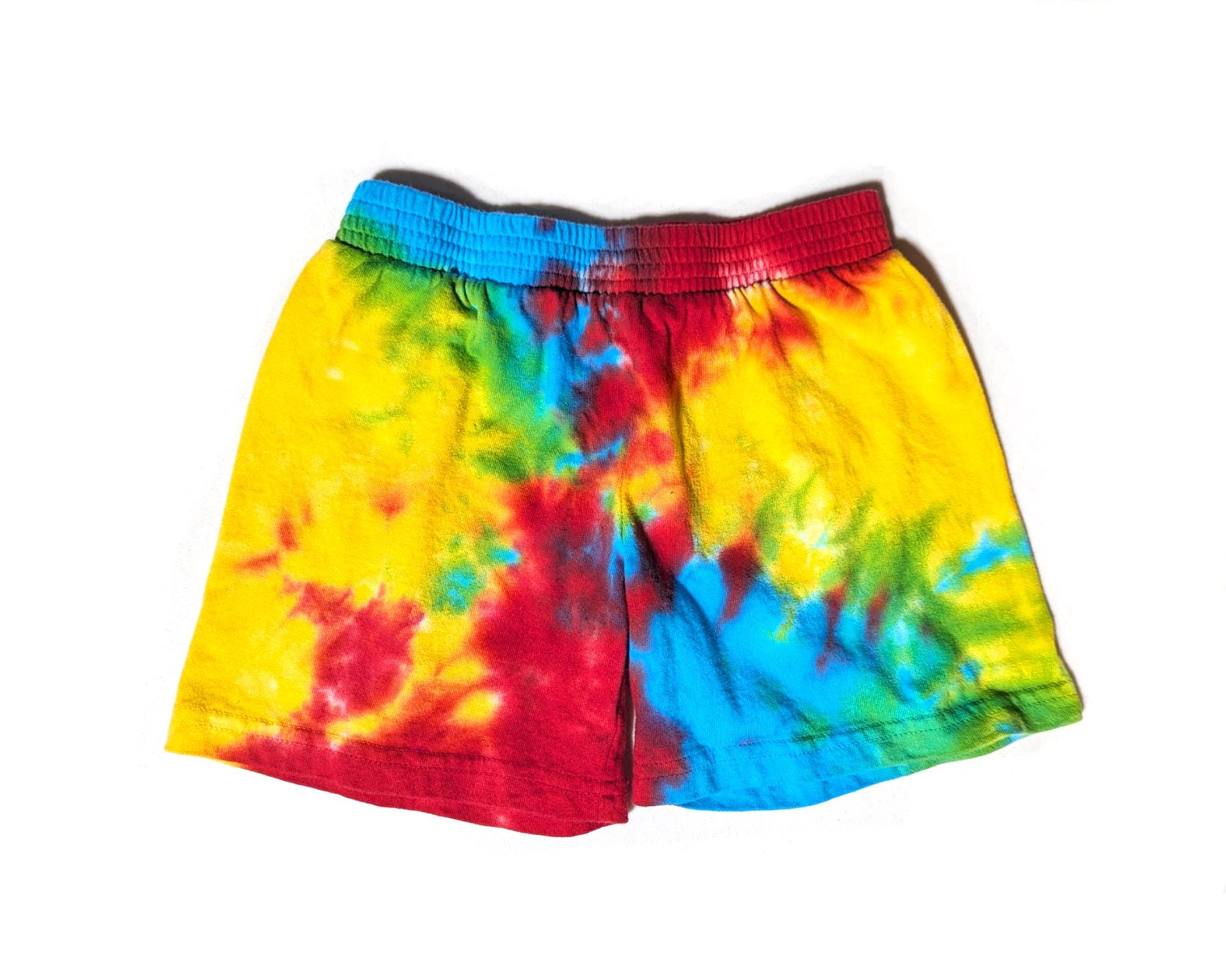 Tie Dye Shorts for Toddlers and Kids, Rainbow Colors, Very Soft