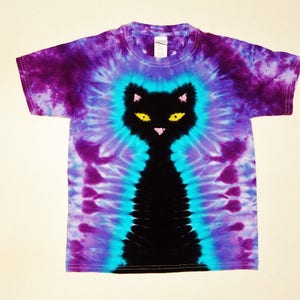 Cat Lover Shirt, Adult Tie Dye, Standard and Plus Sizes, Short or Long Sleeve, Purple Background