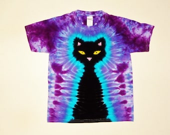 Cat Lover Shirt, Adult Tie Dye, Standard and Plus Sizes, Short or Long Sleeve, Purple Background