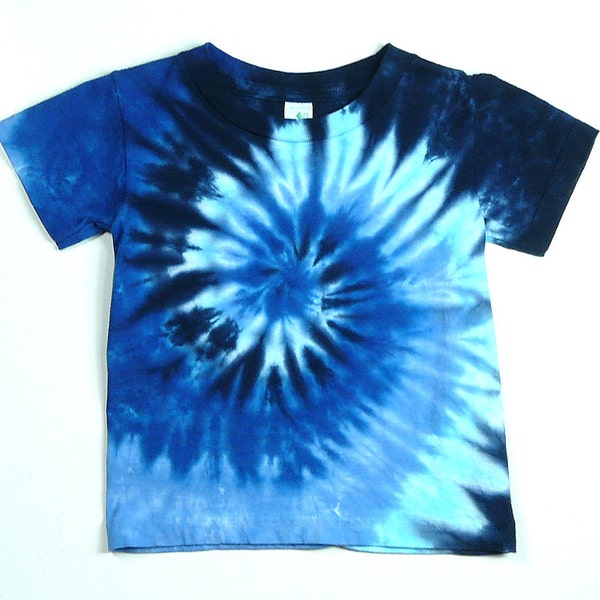 Toddler Shirt / Blue Tie Dye  /  Cotton Tee / Spiral Design