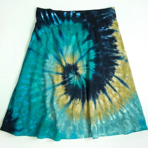 Ladies Tie Dye Skirt, A Line Womens Cotton Jersey Skirt, Earthy Spiral ...